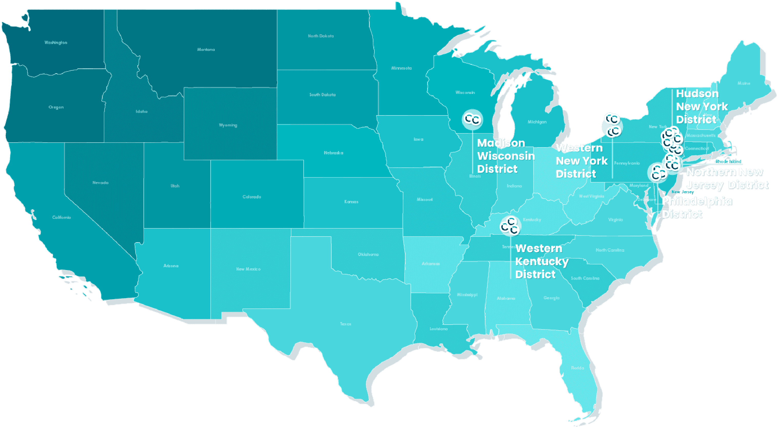 Blue Map of US Coverage