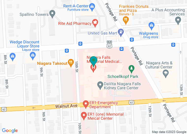 Map of Niagara Falls Memorial Medical Center